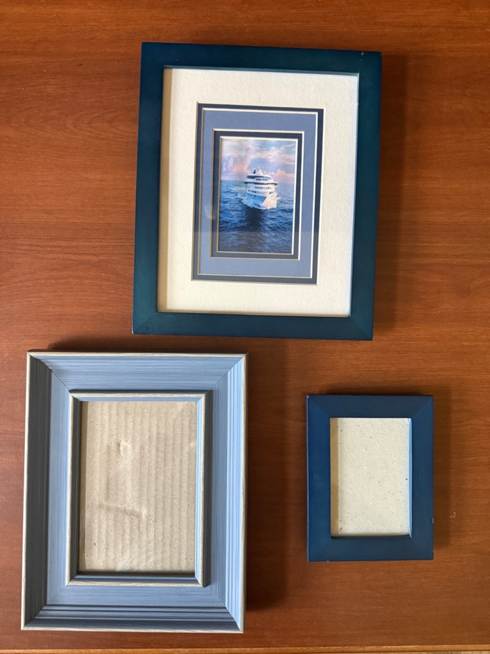 Blue Decorative Wood Picture Frame 3 piece Set - Coastal Style